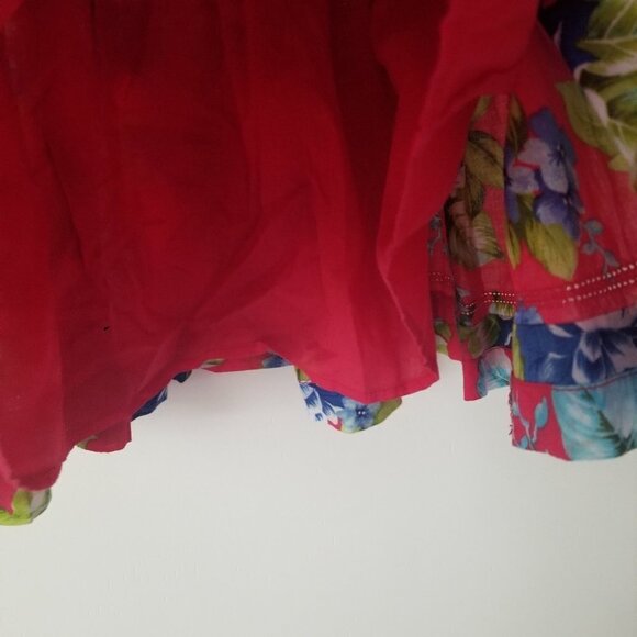 ABERCROMBIE & FITCH | skirt floral cotton red navy sz M - Picture 4 of 5